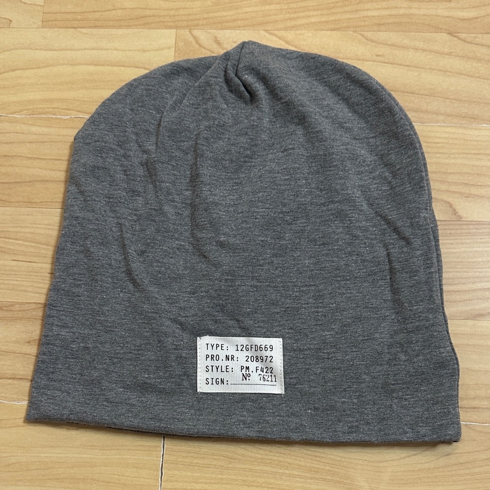 Gray Cotton Beanie Hat